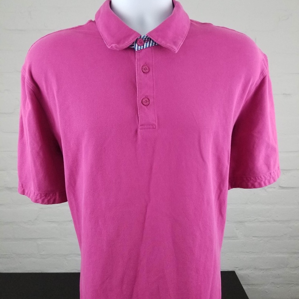 BUGATCHI Mens Short Sleeve Polo Pink Cotton Sz XXL
